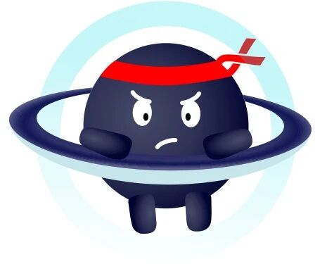 多次元次元星吉祥物奋斗表情,寓意坚持每日背词、稳步备考